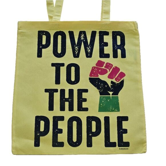 ✊ Power to the People Tote Bag – Yellow Canvas Black Pride Statement Gift - Picture 3 of 3